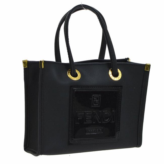 Fendi Logo Black Rubber Tote 
