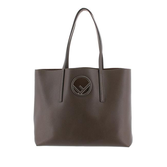 Fendi Logo Shopper Brown Leather Tote 