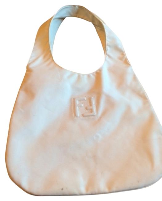 Fendi Logo White Nylon Shoulder Bag 