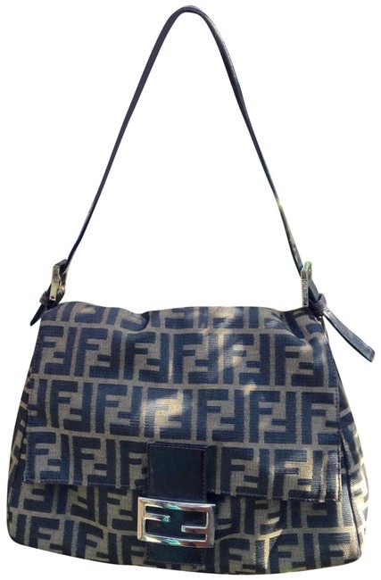 Fendi 'mama Brown Canvas and Leather Baguette 