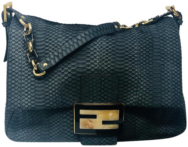 Fendi Mama Forever Charcoal Gray Suede Leather Baguette 
