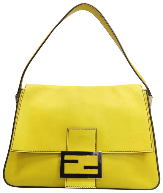 Fendi Mama Forever Yellow Calfskin Leather Shoulder Bag 