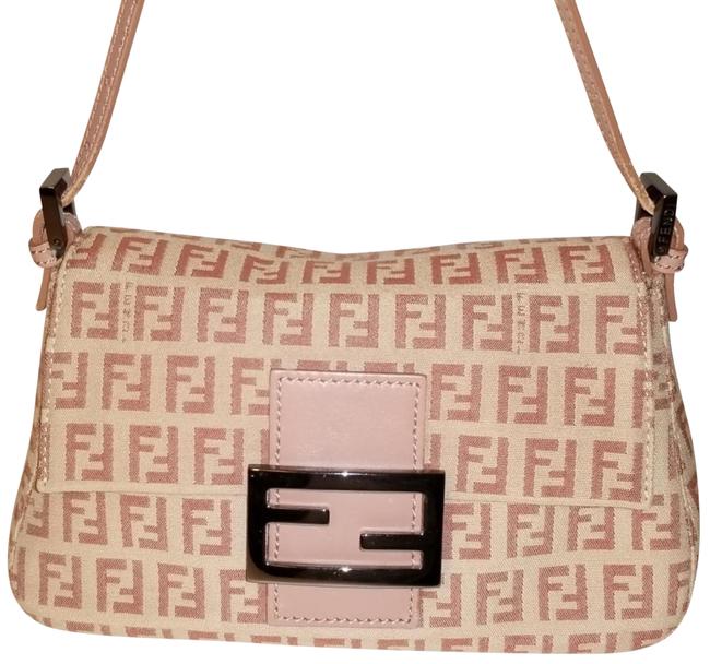 Fendi Mama Forever Zucca Zucchino Pink Beige Canvas Baguette 