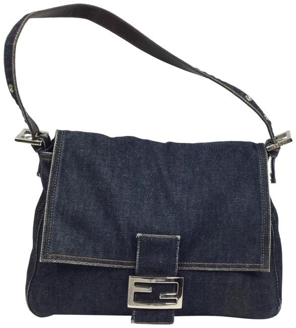 Fendi Mama Handbag Blue Denim Shoulder Bag 