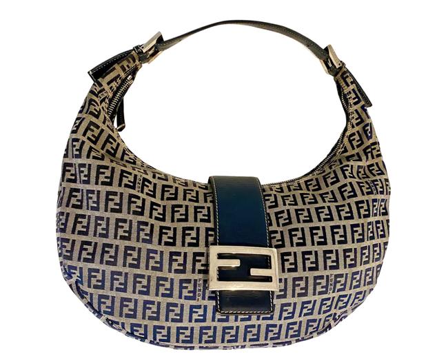 Fendi Mama Zucca Blue Canvas Baguette 