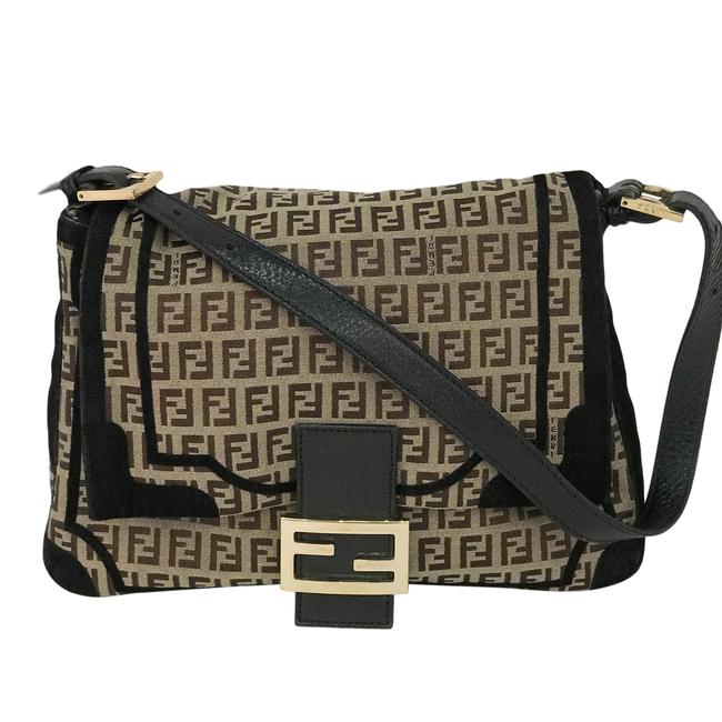 Fendi Mama Zucchino Flap 8411 Brown Canvas Shoulder Bag 