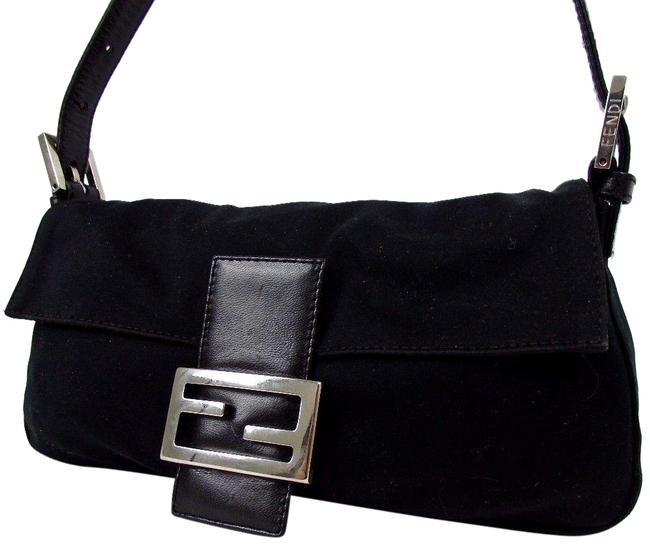 Fendi Mamma Black Jersey Fabric Baguette 