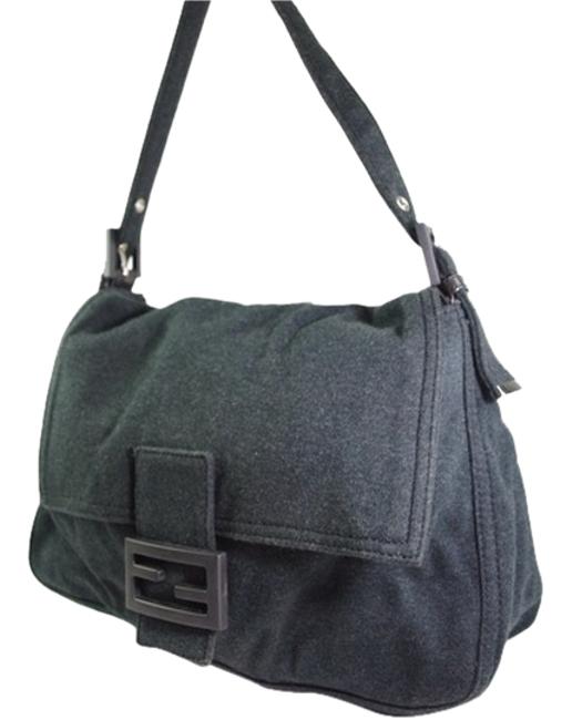 Fendi Bucket Mamma Charcoal Cotton Shoulder Bag 