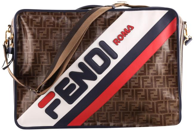 Fendi Mania Ff Suitcase Brown Red White Blue Coated Canvas WeekendTravel Bag 