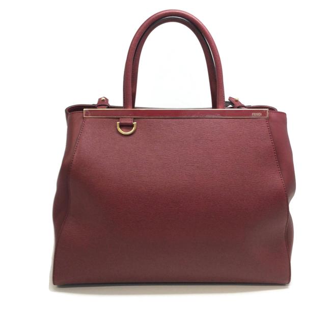 Fendi Medium 2 Jour Oxblood Leather Tote 