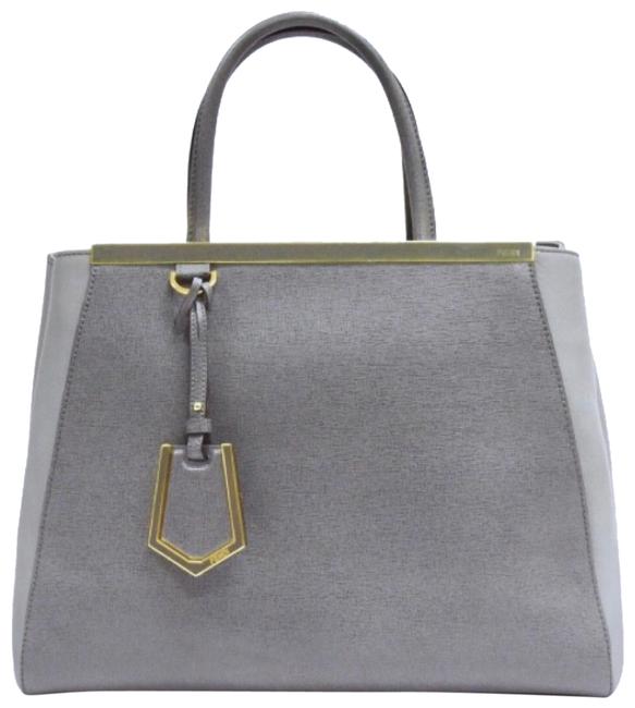 Fendi Medium 2jours Elite Grey Saffiano Leather Tote 