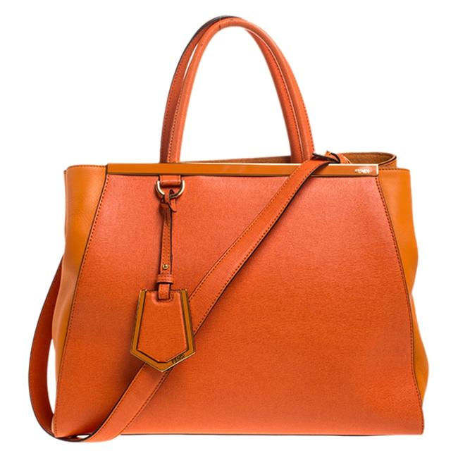 Fendi Medium 2jours Orange Leather Tote 