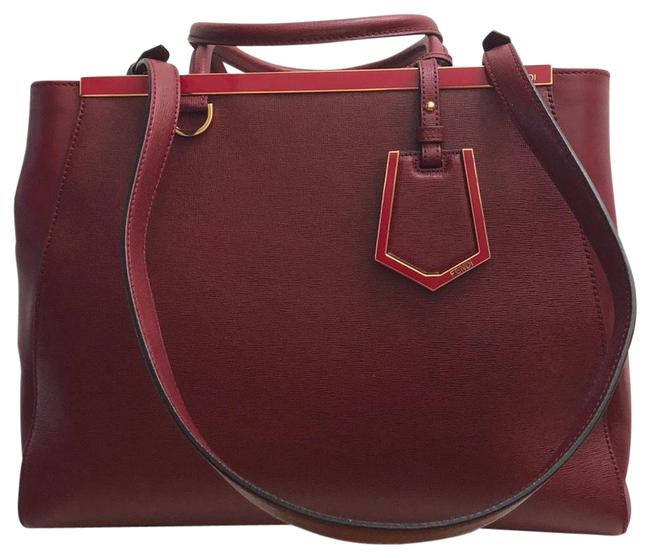 Fendi Medium 2jours Satchel Dark Red Leather Tote 