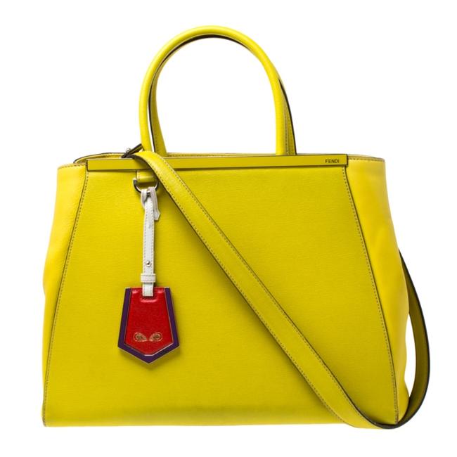 Fendi Medium 2jours Yellow Leather Tote 