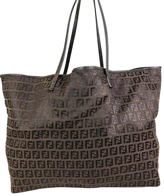 Fendi Medium Brown Zucchino Canvas Tote 