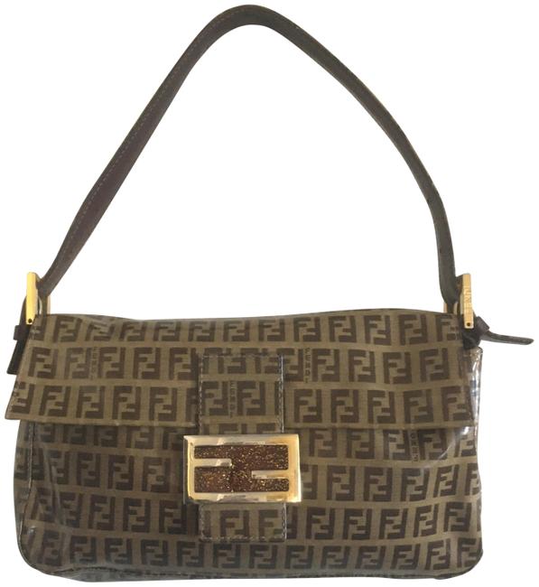 Fendi Medium Buckle with Matching Wallet Brown Pv Coated Leather Baguette 