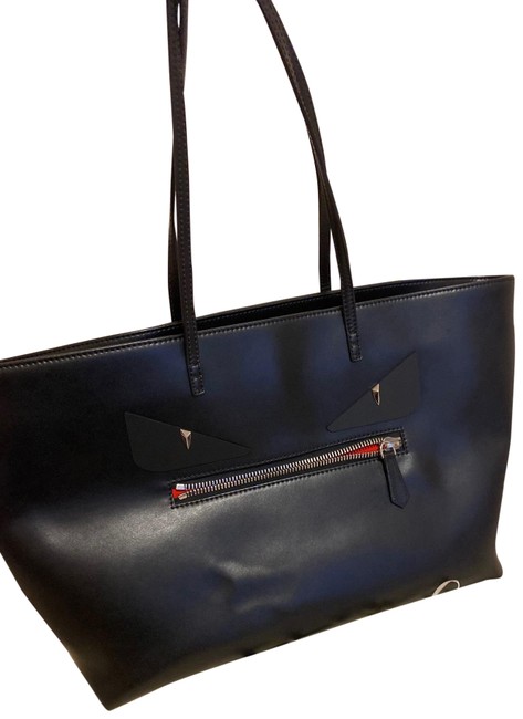 Fendi Medium Roll Monster Black Leather Tote 