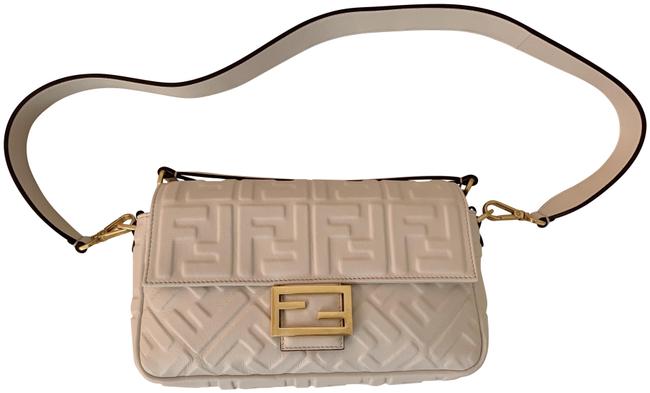 Fendi Medium White Lambskin Leather Baguette 
