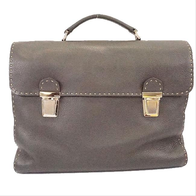Fendi Men's Briefcase Black Leather Messenger Bag 