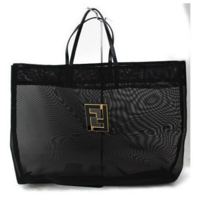 Fendi Mesh Ff Large 872860 Black Nylon Tote 