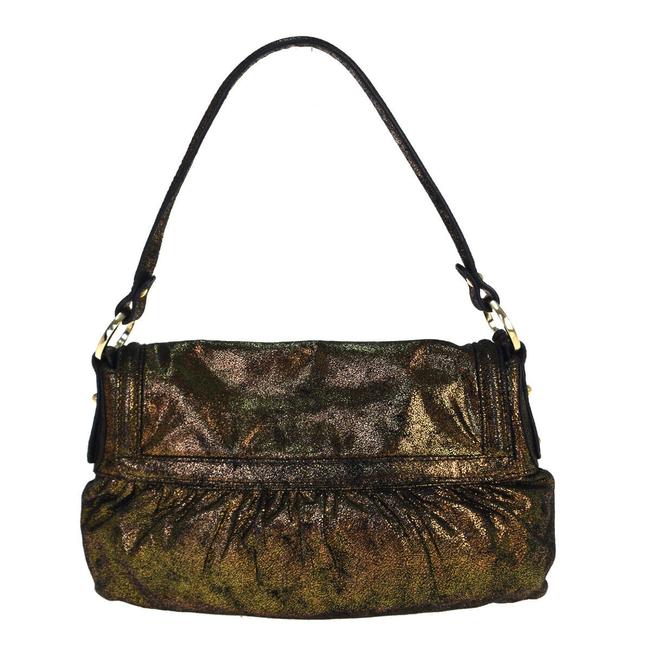 Fendi Metallic Bronze Leather Shoulder Bag 