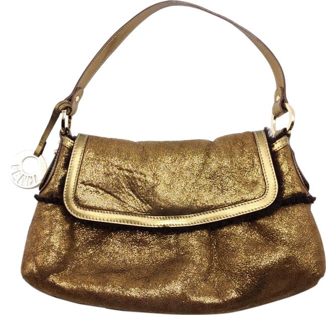 Fendi Metallic Bronze Faux Fur Baguette 