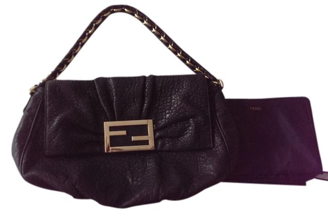 Fendi 'mia' Flap Black Leather Lambskin Shoulder Bag 