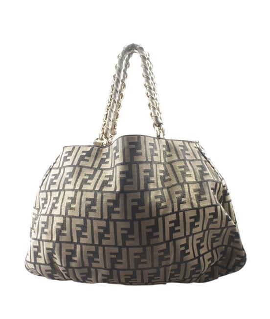 Fendi Mia Zucca 156066 Gold Canvas Tote 