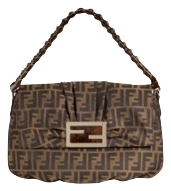 Fendi Flap Mia Zucca Canvas &amp; Leather Shoulder Bag 