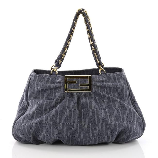 Fendi Mia Zucca Large Blue Denim Tote 