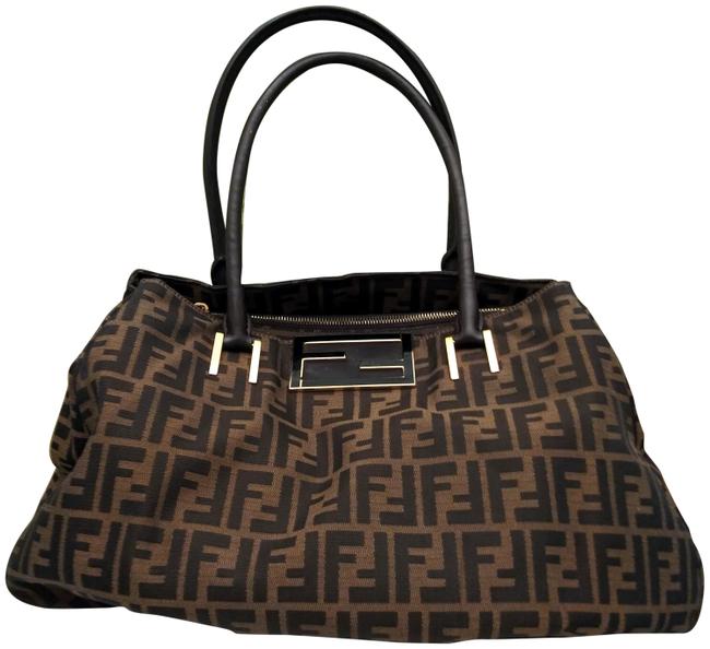 Fendi Mia Zucca Large Brown Canvas Tote 