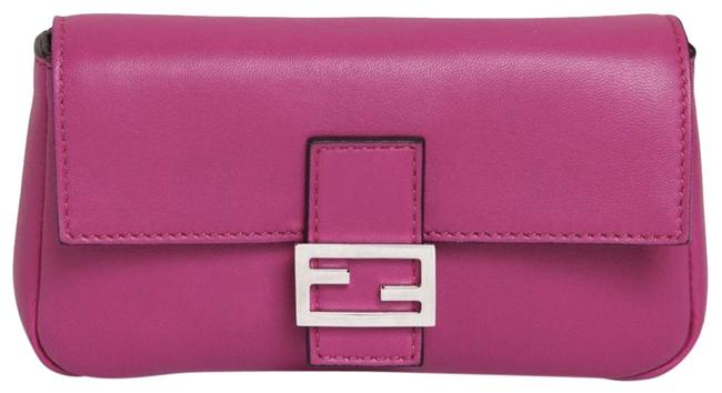 Fendi Micro Magenta Nappa Calfskin Leather. Baguette 