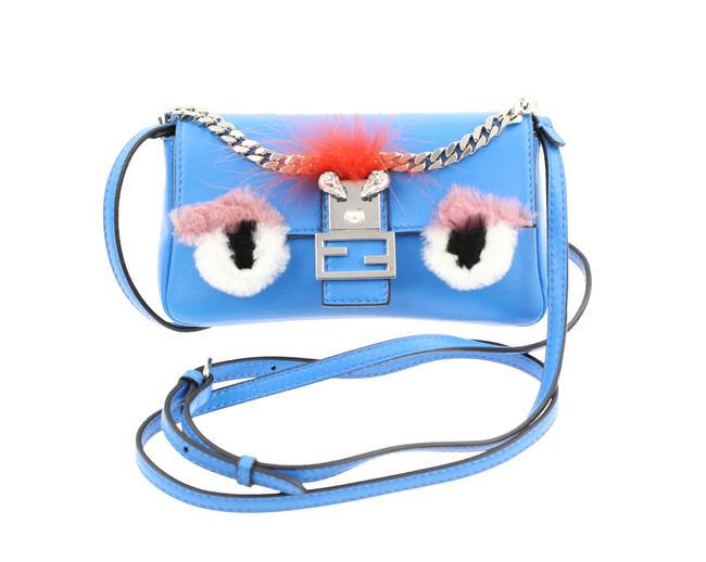 Fendi Micro Monster Blue Leather Baguette 