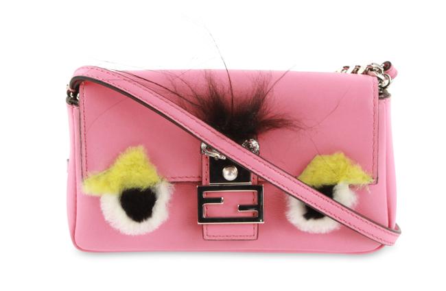 Fendi Micro Monster Fur Pink Leather Baguette 