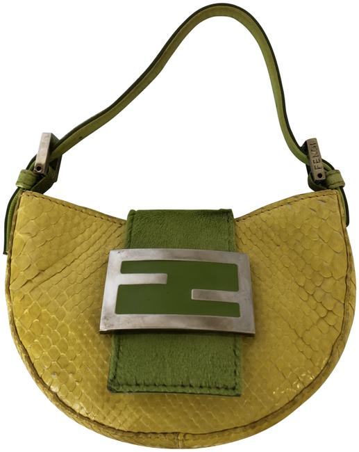 Fendi Micro Yellow Snakeskin Leather Baguette 