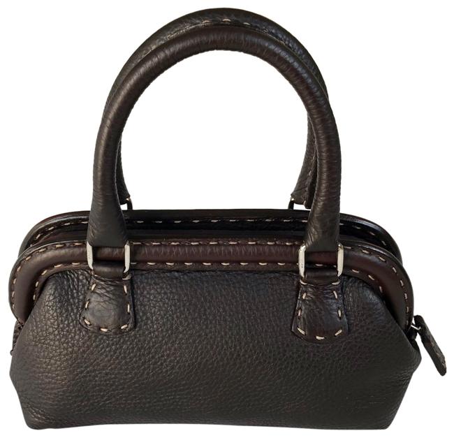 Fendi Mini Adele Selleria Brown Leather Baguette 