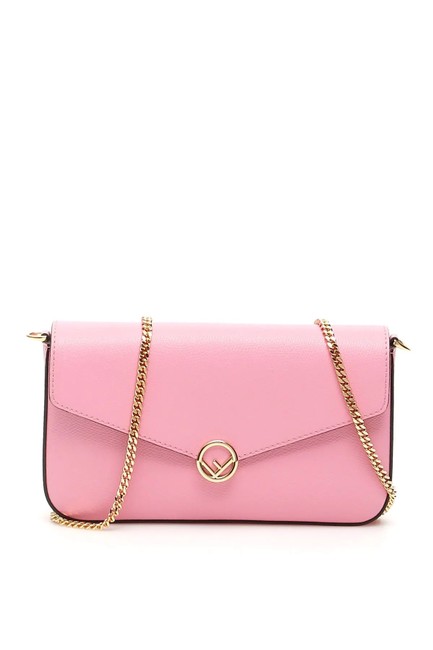 Fendi Mini Cr F Buckle Pink Leather Shoulder Bag 