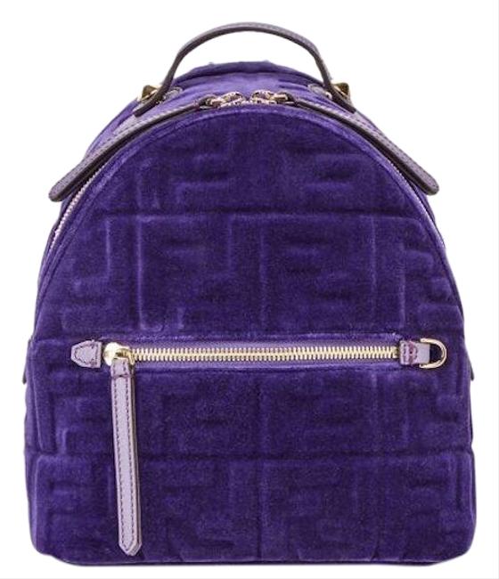 Fendi Mini Embossed Velvet Ff Purple Shoulder Bag 
