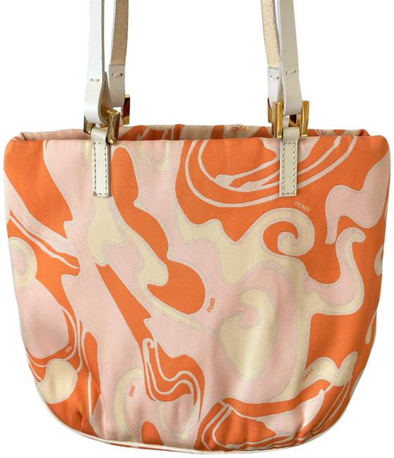 Fendi Mini Handbag OrangeIvory Canvas Tote 
