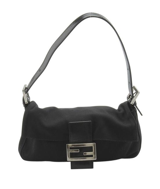 Fendi Mini Mama Baguette 145959 Black Nylon WeekendTravel Bag 