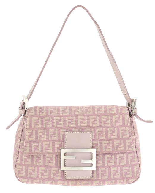 Fendi Mini Mama Zucchino Purple Canvas Baguette 