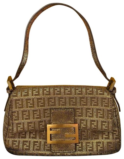 Fendi Sale Mini Mamma Gold Canvas Baguette 