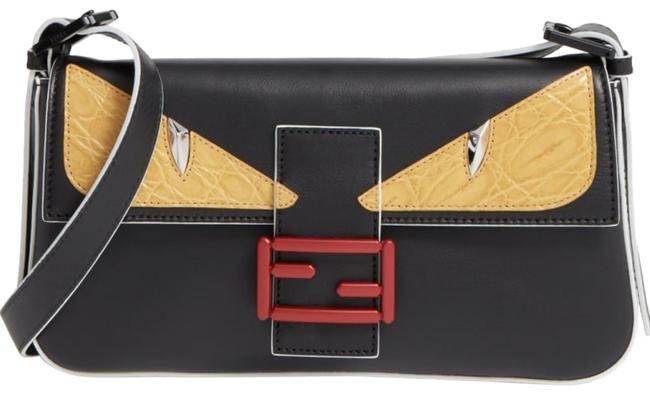 Fendi Mini Monster' Black Calfskin Leather Baguette 