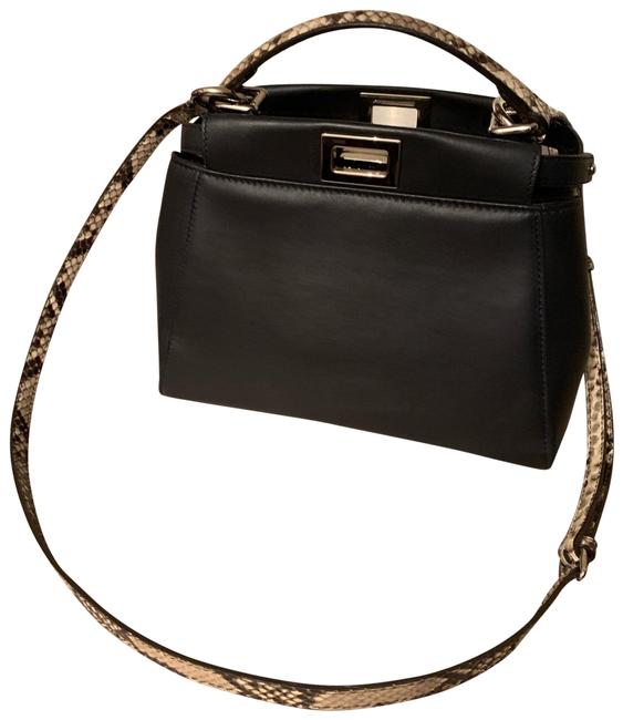 Fendi Mini Peekaboo Navy Blue Lambskin Leather Baguette 