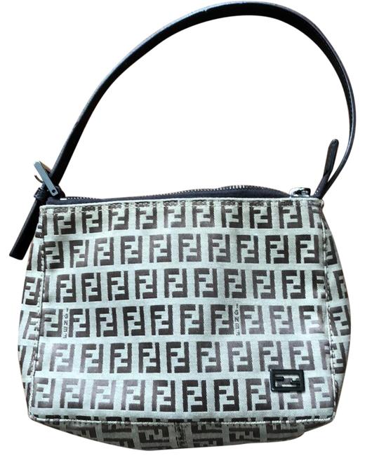 Fendi Shoulder Bag Mini Logo Canvas Leather Baguette 