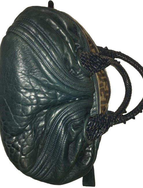 Fendi Mini Spy Satchel Blue Leather Baguette 