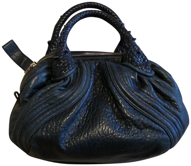 Fendi Mini Spy Spy Piccolo Dark Blue Green Leather Tote 