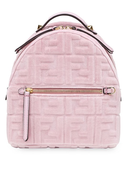 Fendi Mini Velvet Ff Logo Pink Backpack 