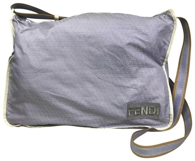 Fendi Mini Zucchino Ff Logo #27986 Purple Nylon Messenger Bag 
