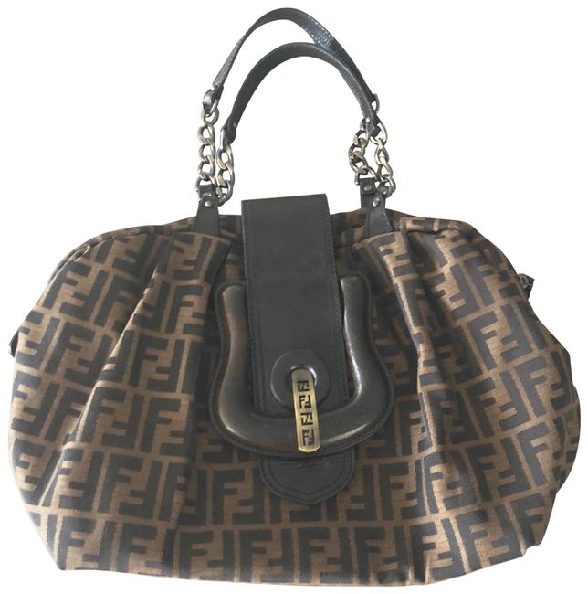 Fendi Monogram Black and Brown Tote 